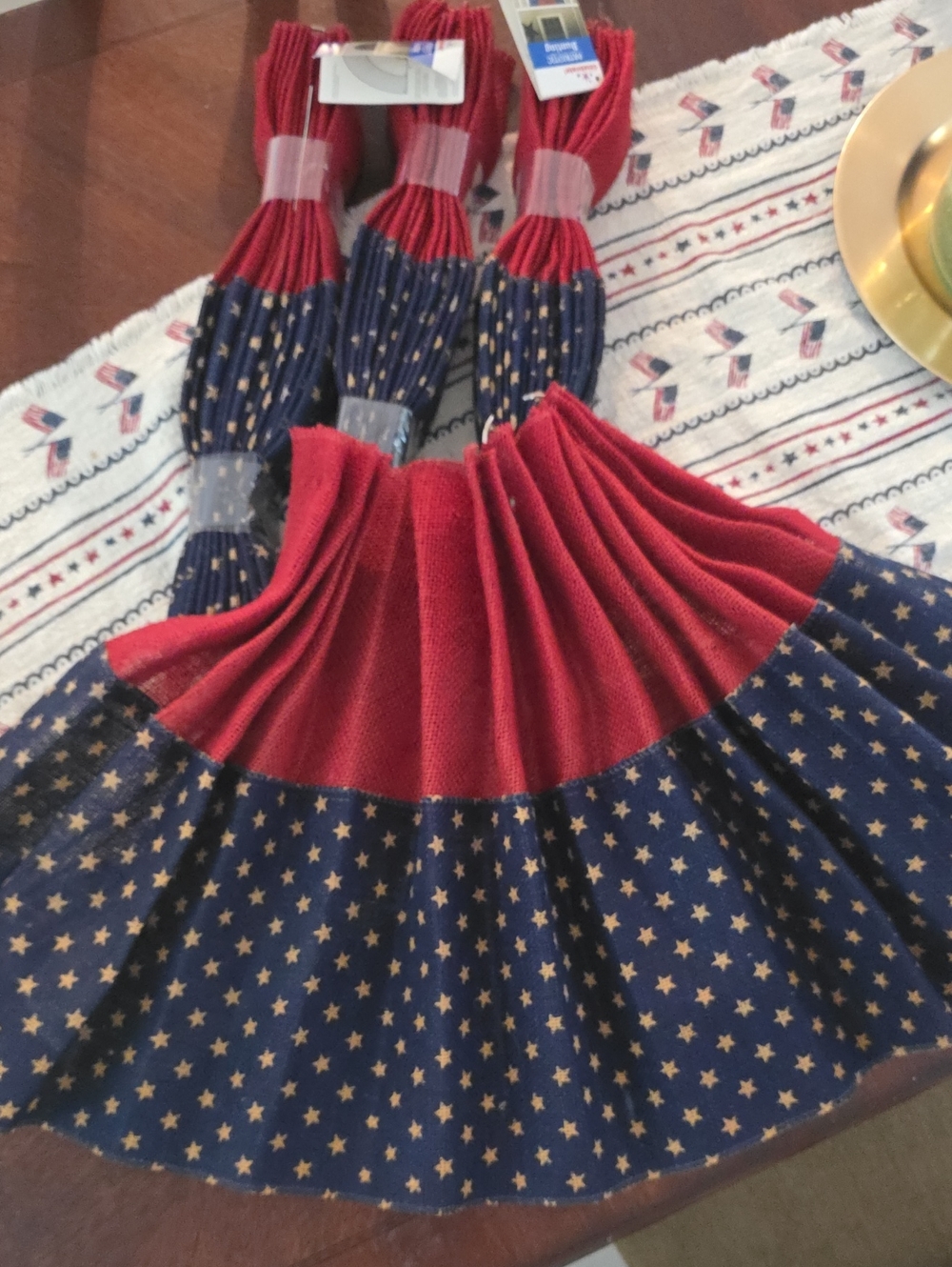 Red and Blue Star-Print Fabric Valance Set Bunting